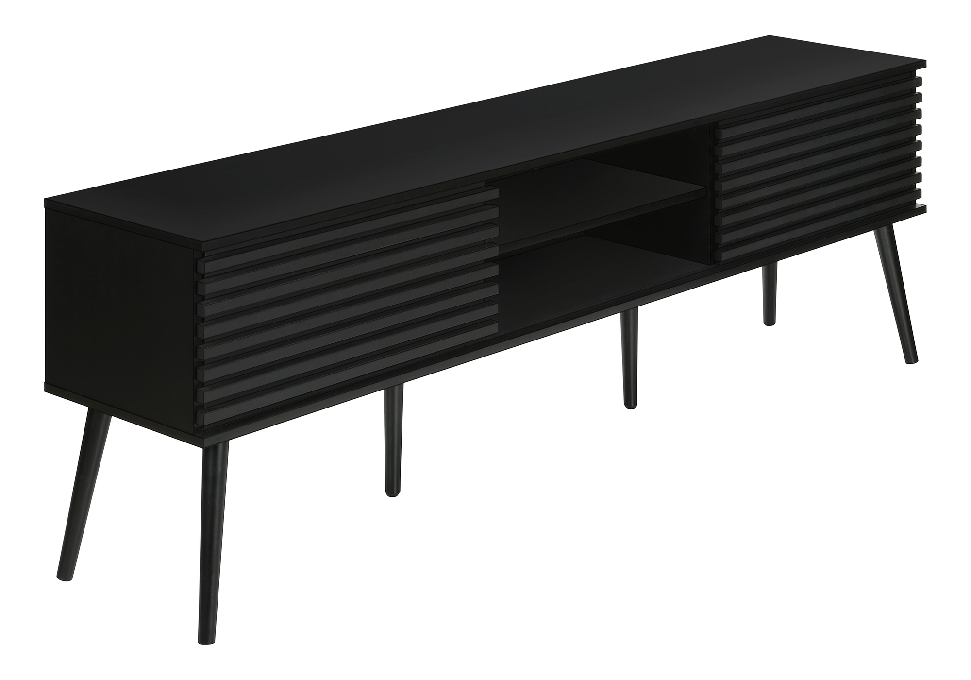 TV STAND - 72"L / BLACK WITH 2 DOORS